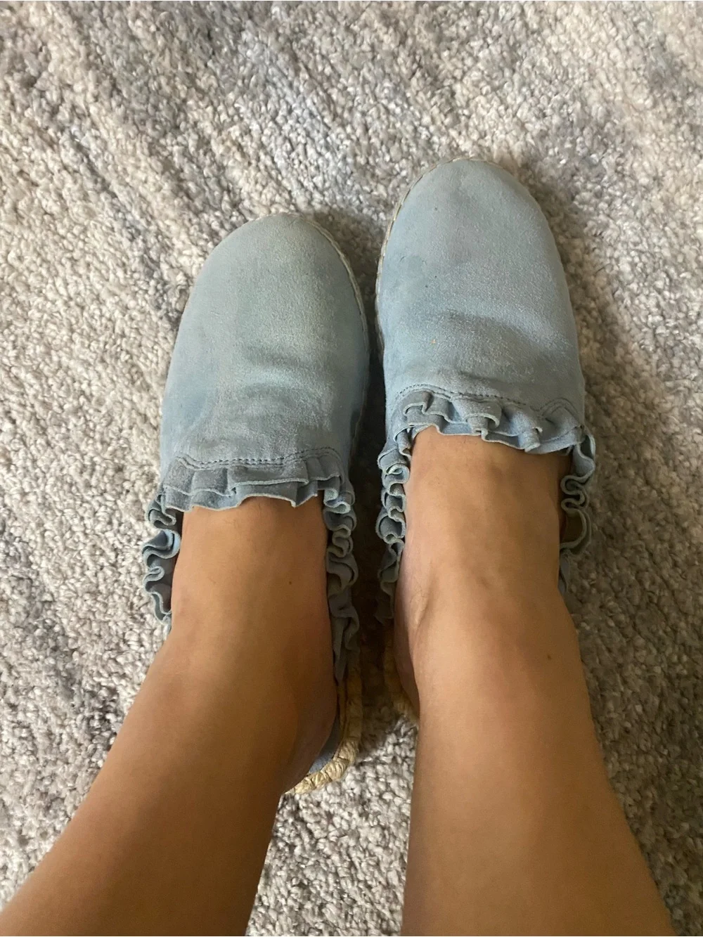 kate spade Light Blue Ruffle Espadrille Mule